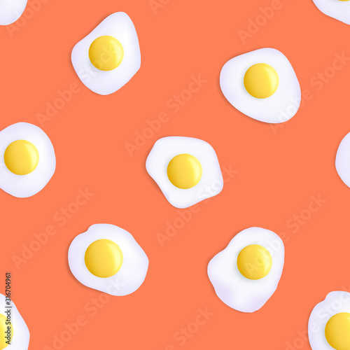Dekoracja na wymiar  jajka-sadzone-wzor-na-bialym-tle-na-pomaranczowym-tle