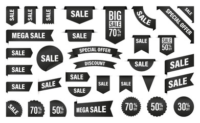 Wall Mural - sale and new label collection set. sale tags 30, 50, 70. discount red ribbons, banners and icons. sh