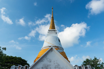 The white pagoda is on Khao Tang Guan hilltop, Songkhla, Thailand.