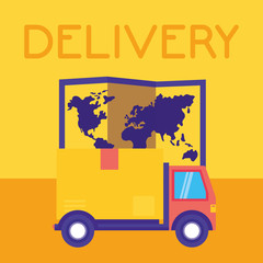 Sticker - logistic delivery service with truck