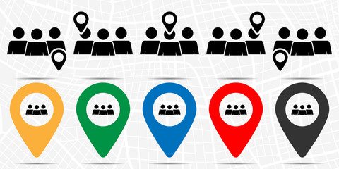 Poster - Three persons icon in location set. Simple glyph, flat illustration element of people theme icons