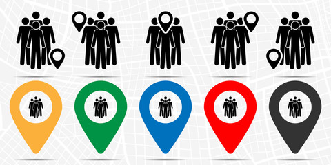 Poster - Four people, a group icon in location set. Simple glyph, flat illustration element of people theme icons