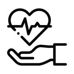 Poster - Hand Hold Heart Icon Vector. Outline Hand Hold Heart Sign. Isolated Contour Symbol Illustration