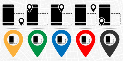 Poster - smartphone, phone, turn, horizontal icon in location set. Simple glyph, flat illustration element of smartphone theme icons