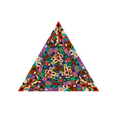 Poster - Isolated mosaic pyramid shape - abstract colorful geometrical vector design element on white background