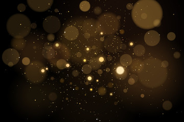 Wall Mural - Abstract glares bokeh effect with glitters on a black background. Christmas lights. Vector illustration