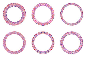 Poster - Abstract geometrical floral wreath set - round circular vector elements