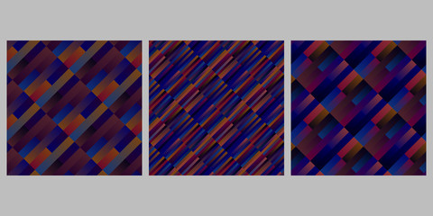 Aufkleber - Gradient geometrical seamless rectangle pattern background set - abstract vector designs from diagonal stripes
