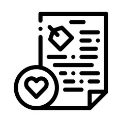 Poster - Document Heart Icon Vector. Outline Document Heart Sign. Isolated Contour Symbol Illustration