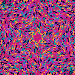 Poster - Radial tiled flower mosaic background design - colorful hypnotic psychedelic abstract vector illustration