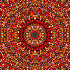 Poster - Polygonal geometrical circular tile mosaic pattern mandala background - colorful abstract psychedelic vector illustration