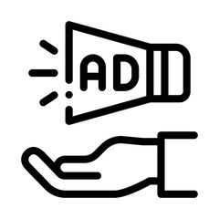 Poster - Loudspeaker Hand Icon Vector. Outline Loudspeaker Hand Sign. Isolated Contour Symbol Illustration