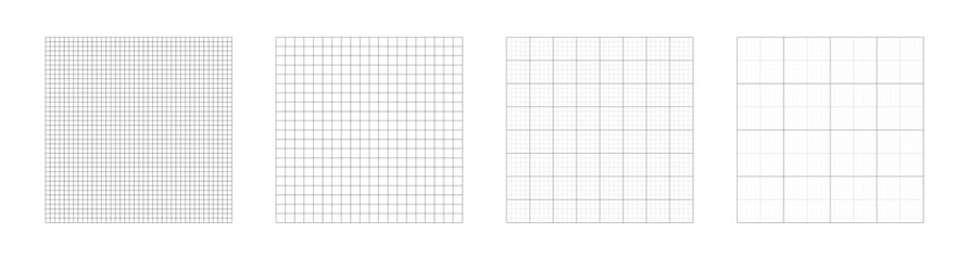 grid templates, isolated on white background. set of grid pattern background. graph paper. square ba