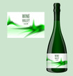 Label design for a bottle of wine with an abstract landscape. Vector illustration.