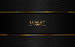 Luxury black background combine with glowing golden lines. Overlap layer textured background
