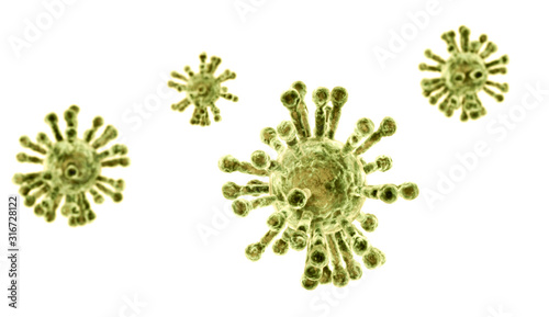 Fotomural Microscopic view of Coronavirus, a pathogen that attacks the respiratory tract