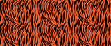 Fototapeta Dinusie - Tiger stripes seamless pattern, animal skin texture, abstract ornament for clothing, fashion safari wallpaper, textile, natural hand drawn ink illustration, black and orange camouflage, tropical cat