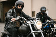 © Drobot Dean - Photo of bearded brutal men bikers on bikes looking at camera