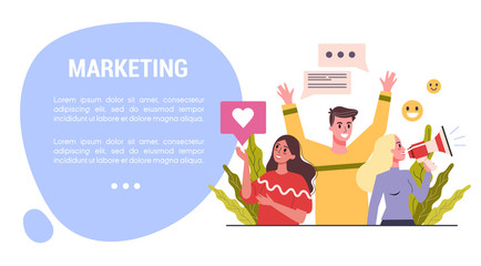 Marketing strategy web banner concept. Advertising and marketing concept.