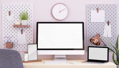 Canvas Print - pink and rose gold studio