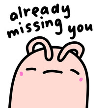 Already Missing You Hand Drawn Vector Illustration In Cartoon Comic Style Sad Rabbit Closing Eyes