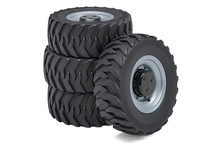 Solid Resilient Wheels For Forklifts Or Trucks, 3D Rendering