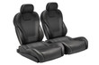 © natatravel - Two black leather bucket seats, car seats. 3D rendering