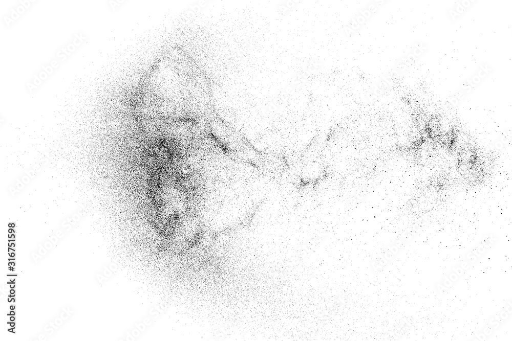 Black Grainy Texture Isolated On White Background. Dust Overlay. Dark Noise Granules. Digitally Generated Image. Vector Design Elements, Illustration, Eps 10. - obrazy, fototapety, plakaty 