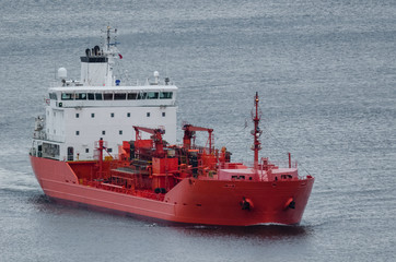 Sticker - OIL TANKER - Red ship on a cruise at sea