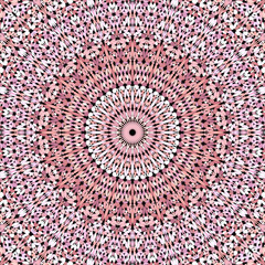 Poster - Pink floral mosaic mandala pattern background - abstract symmetrical vector ornament wallpaper graphic