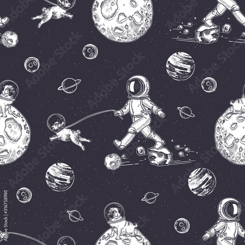 astronauta-chodzi-z-psem-pies-w-kosmosie-ilustracja-na-temat-astronomii