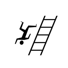 Wall Mural - Falling off ladder icon. Clipart image isolated on white background