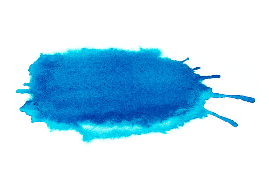 Blue sky watercolor on white background.The color splashing in the paper.It is a hand drawn. For text, element for decoration.