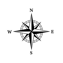 Wall Mural - 8 Point compass icon. Clipart image isolated on white background