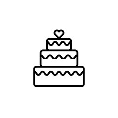 Wall Mural - Three tier cake line icon. Clipart image isolated on white background