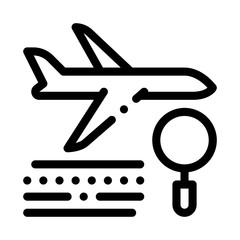Sticker - Plane Magnifier Icon Vector. Outline Plane Magnifier Sign. Isolated Contour Symbol Illustration