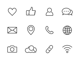Poster - Set of web line icons. Vector interface icons