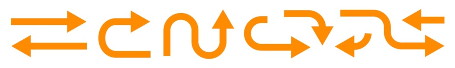 Fototapete - Arrow Icon Orange | Arrows | Infographic Illustration | Direction Symbol | Pointer Logo | Up Sign | Isolated | Variations