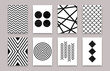 Abstract geometric scandinavian pattern set. Vector minimalistic art posters simple swiss style. Design template for wallpaper, flyer, banner, home decor. Black and white illustrations