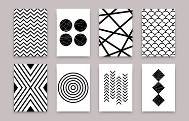 Wall Mural - abstract geometric scandinavian pattern set. vector minimalistic art posters simple swiss style. des
