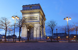 Fototapeta Paryż - The Triumphal Arch in evening, Paris, France.