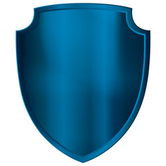 Blue shield for logo and text. Heraldic shield. Vector illustration for design and web isolated n black background.