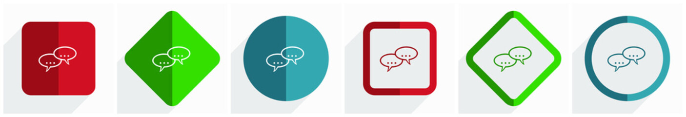 Poster - Forum icon set, flat design vector illustration in 6 options for webdesign and mobile applications in eps 10