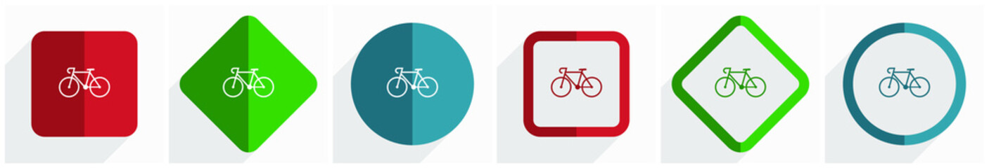 Poster - Bicycle icon set, flat design vector illustration in 6 options for webdesign and mobile applications in eps 10