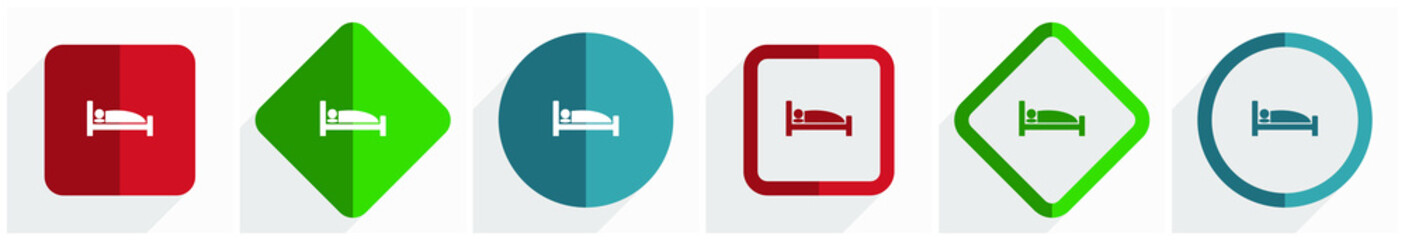 Poster - Hotel icon set, flat design vector illustration in 6 options for webdesign and mobile applications in eps 10