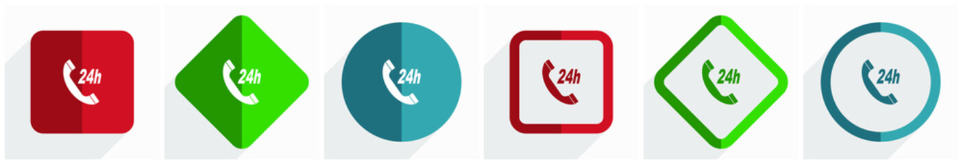 Poster - Service icon set, flat design vector illustration in 6 options for webdesign and mobile applications in eps 10