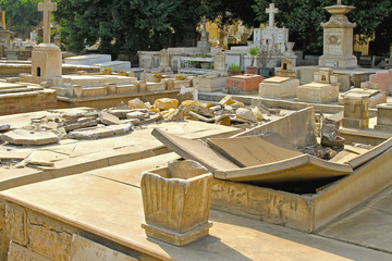 Desecrated Coptic Tombs in Cairo Egypt