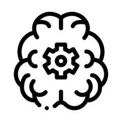 Poster - Human Brain Gear Icon Vector. Outline Human Brain Gear Sign. Isolated Contour Symbol Illustration
