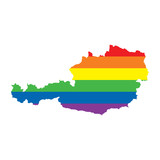 Fototapeta  - Austria LGBTQ gay pride flag map