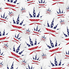USA Flag Marijuana Leaf Seamless And Repeat Pattern Background